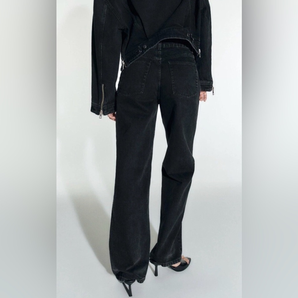 Zara Black Denim w/ Zipper Front - Picture 6 of 7